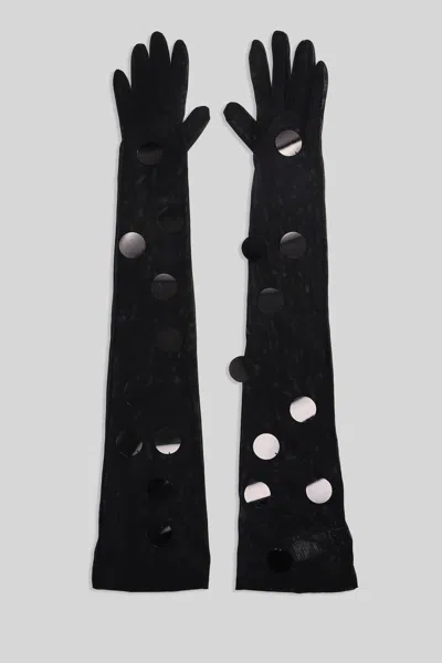 David Koma Sequin-embellished Long Gloves In Black