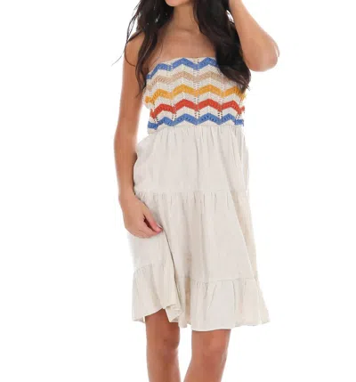 Umgee Sophia Strapless Crochet Linen Dress In Oatmeal In White