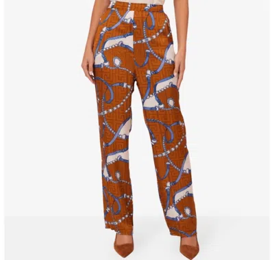 Astrid Chain Straight Leg Pant In Brown Hermes In Brown