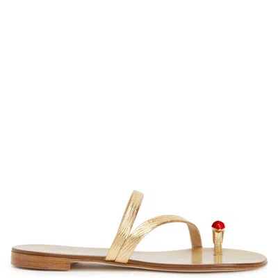 Giuseppe Zanotti Febe Leather Toe-ring Sandals In Gold