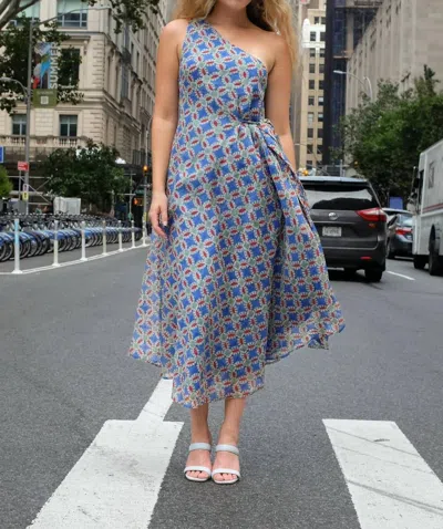 Rujuta Sheth Ana Midi Dress In Tulum Print In Blue