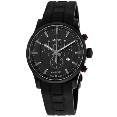 Mido Multifort Black Chronograph Dial Rubber Strap Men's Watch M005.417.37.051.20 In Black
