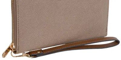 Ellen Tracy Women's Saffiano Zip Around Wristlet Wallet In Stone In Neutral