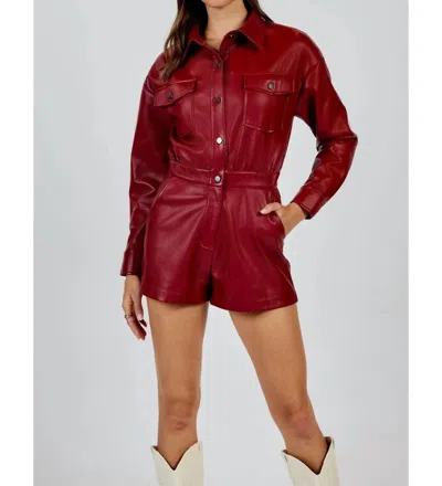 Sadie & Sage Night Vision Leather Romper In Red In Red