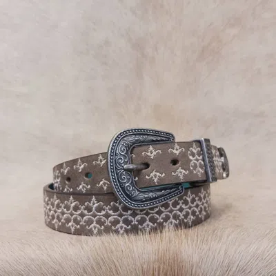 Catchfly Women's Embroidery Belt In Taupe In Gray