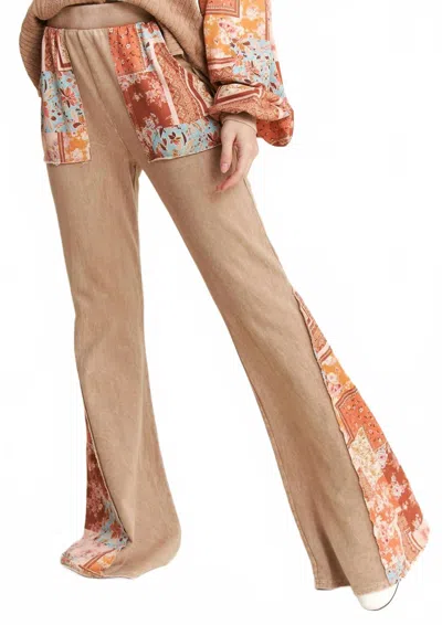 J. Her Boho Floral Bandana Flare Pants In Natural In Nude