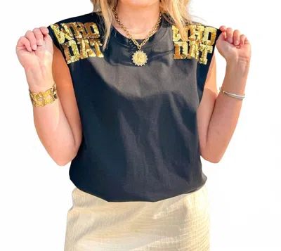 Sparkle City Who Dat Sequin Tank Top In Black In Black