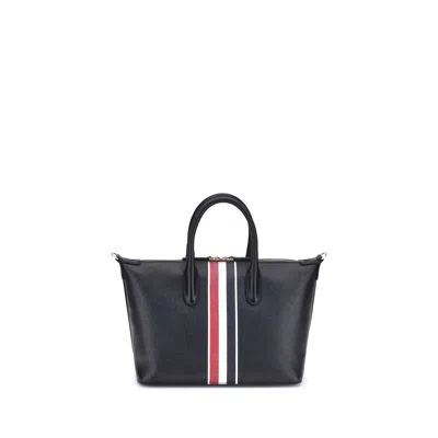 Thom Browne Black Calf Leather Bos Taurus Handbag In Blue