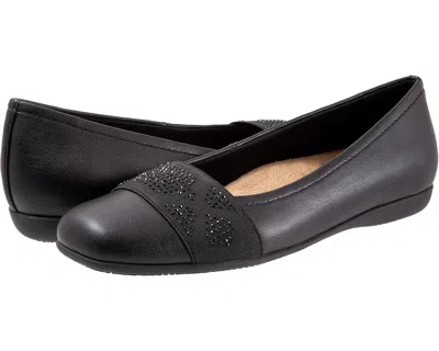 Trotters Samantha Ballet Flat Womens 10.5 Black Square-toe Slip On Shoes Zpo2333 In Black