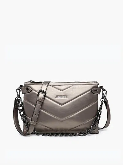 Jen & Co. Women's Britt Puffer Crossbody Bag In Grey In Silver