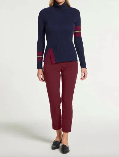 Anatomie Lourdes Cashmere Turtleneck Top In Navy/sangria In Multi