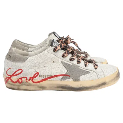 Golden Goose Super Star Crack-effect Low-top Sneakers In White Leather In Multi