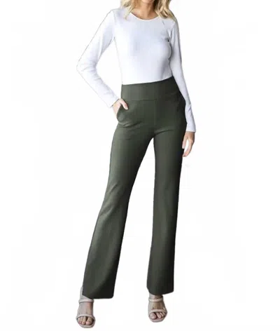 Heimish Usa High Waisted Stretch Flare Pants In Green In Green