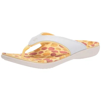 Spenco Yumi Ocean Sandal White / Yellow Shell Sp1072wht Women's In Multi