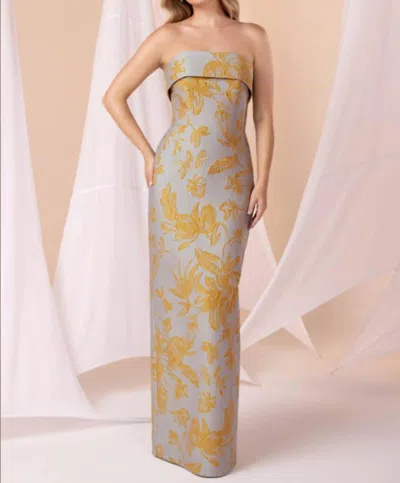 Anne Barge Bryn Maxi Wrap Dress In Mustard/steel In Multi