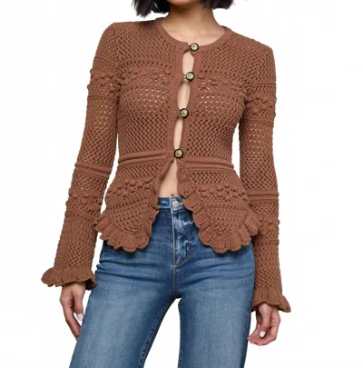 L'agence Kiva Knit Cardigan In Dark Cinnamon Swirl/gold In Brown