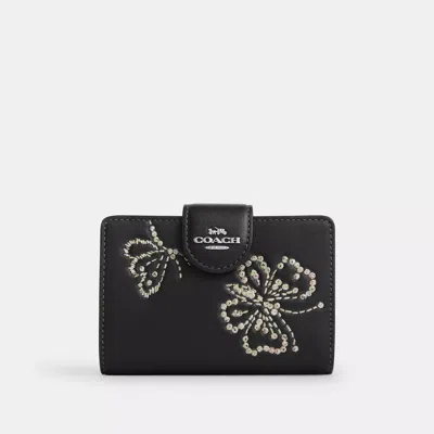Coach Outlet Medium Corner Zip Wallet With Butterfly Print In Black