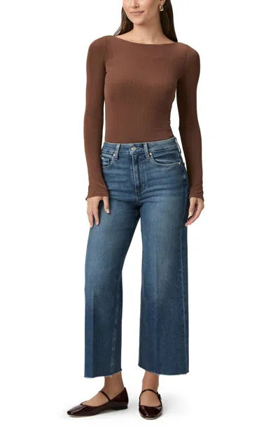 Paige Anessa Wide Leg Raw Hem Jeans In Lovejoy In Multi