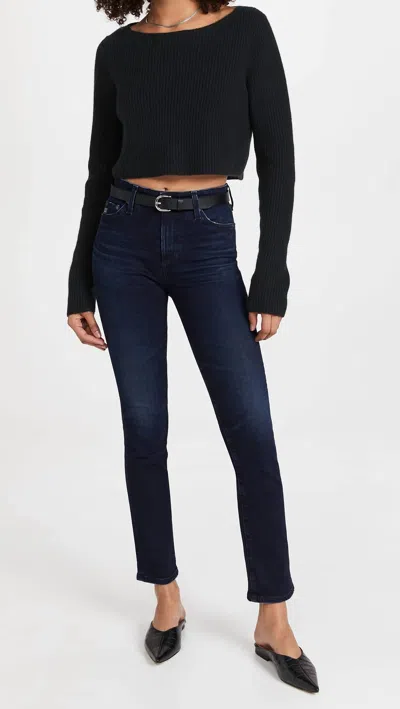 Ag Mari Slim Straight Leg Jeans In Dark Wash In Blue
