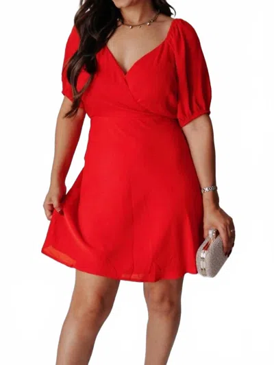 Gilli A Demure Holiday Mini Dress In Red In Red