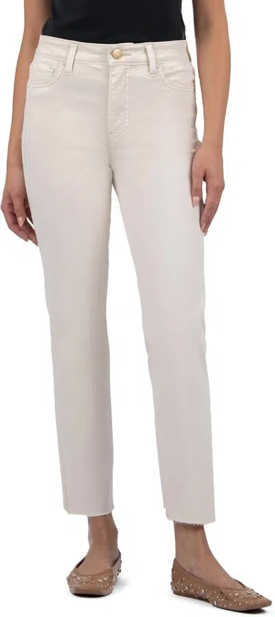 Kut From The Kloth Reese High Rise Straight Leg Raw Hem Jean In Ecru In White