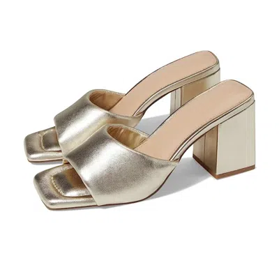 Faryl Robin Faryl By Farylrobin Zoey Sandal Women Gold Leather Slip-on Block Heel Gal1771 In Gold