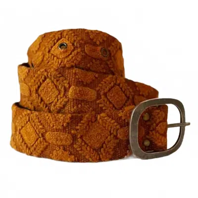 Jenny Krauss Women's Terracotta Embroidered Wool Belt In Rust In Multi
