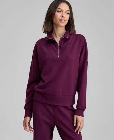 And Now This And Now Women's Cozy Scuba Quarter-zip Sweatshirt, Macy's Exclusive In Purple