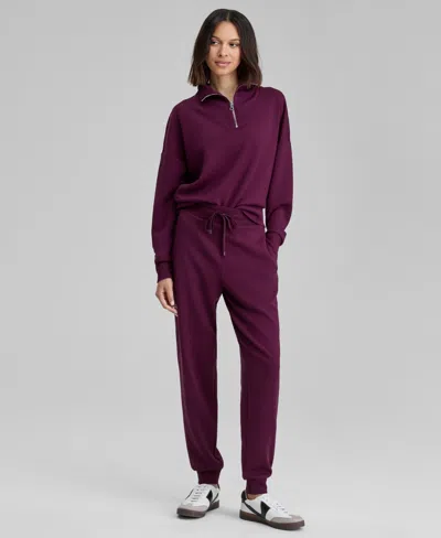 And Now This And Now Women's Cozy Scuba Quarter-zip Sweatshirt, Macy's Exclusive In Purple