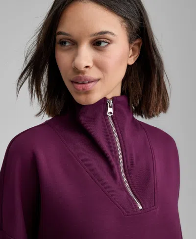 And Now This And Now Women's Cozy Scuba Quarter-zip Sweatshirt, Macy's Exclusive In Purple