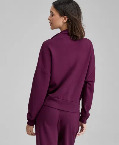 And Now This And Now Women's Cozy Scuba Quarter-zip Sweatshirt, Macy's Exclusive In Purple