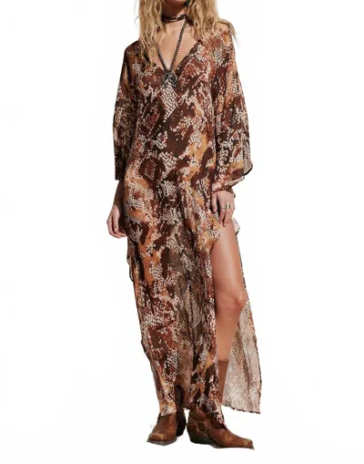 Jen's Pirate Booty Asilah Kaftan Maxi Dress In Citrine Viper In Brown