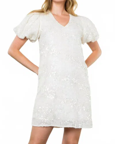 Thml Puff Sleeve Sequin Mini Dress In Cream In White