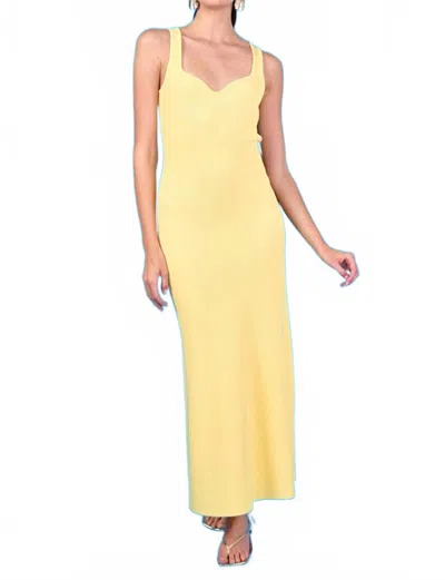 Endless Rose Sweetheart Neckline Ribbed Knit Maxi Dress In Butter Yellow In Yellow