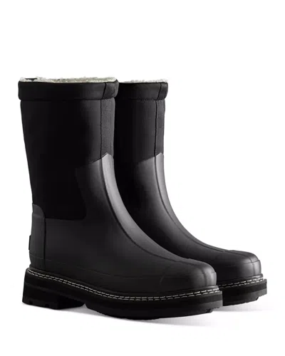 Hunter Refined Women's Black Sherpa Fleece Lined Waterproof Rain Boot Rhs6387 In Black
