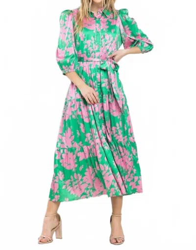 Tcec Tonya Midi Dress In Pink Green In Green