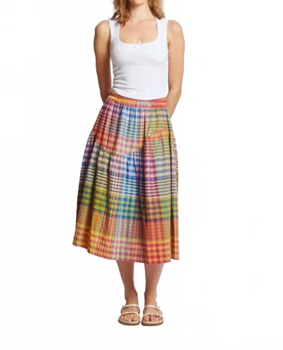 Rujuta Sheth Wave Midi Skirt In Postcard Chex In Multi