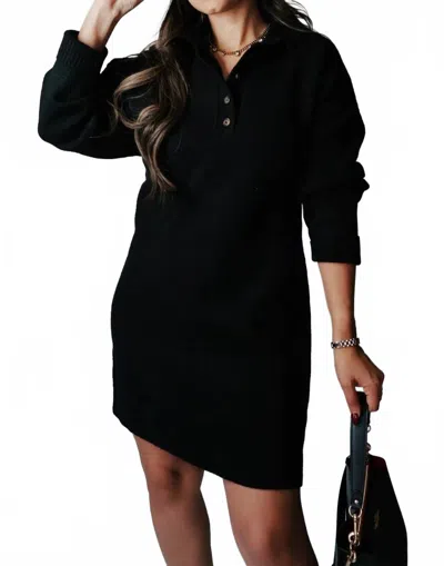 Blu Pepper Minimalistic Sweater Dress In Black In Black