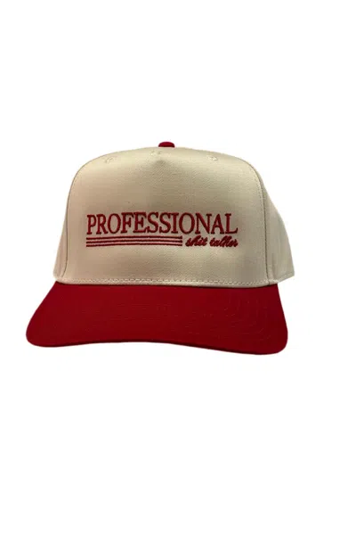 The Happiest Women's Professional Sh** Talker Trucker Hat In Beige & Red In Multi
