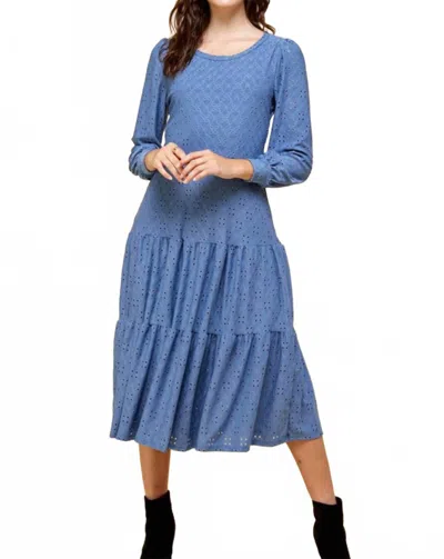 Les Amis Calabria Eyelet Maxi Dress In Cornflower In Blue