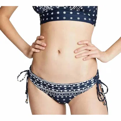 Shoshanna Lace Up Side Bikini Bottom In Navy In Blue