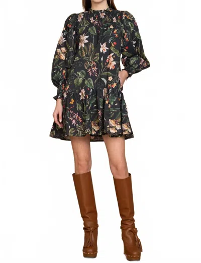 Olivia James The Label Lucy Mini Dress In Exotica Black In Black