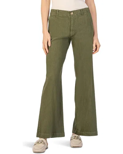 Kut From The Kloth Meg Pants Women's Forest Linen Blend Baggy Wide Leg Gbo1259 In Green