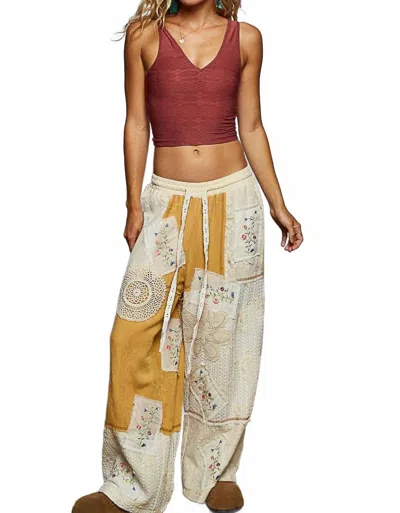 Pol Lace Patch Pants In Honeygold In Multi