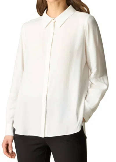 Oltre Long Sleeve Button Down Blouse In White In White