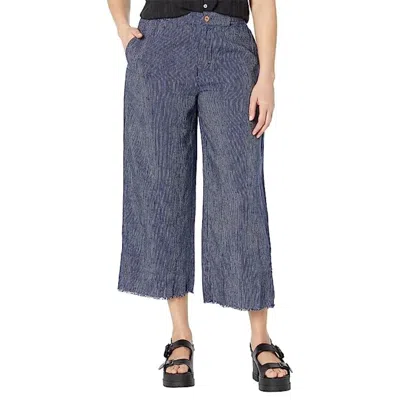 Carve Designs Blake Pants Women's Blue Striped Frayed Hem Wide Leg Crop Gbo835 In Blue