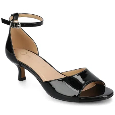 Journee Collection Journee Jezzie Slide Womens Black Patent Leather Kitten Heel Sandals Gal1769 In Black