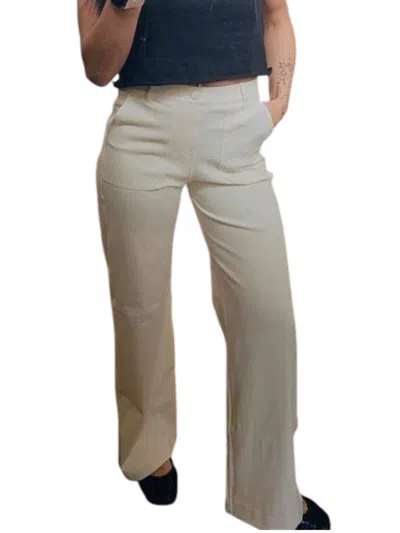 Rae Mode Triple Stretch Cotton Twill Wide Leg Trousers In Ivory In Neutral
