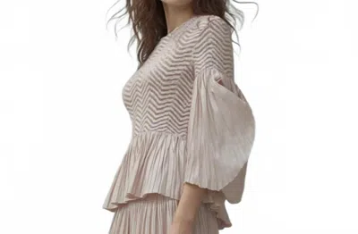 Ellyndale Pleating Blouse Top With Tuck Sleeve In Pink In Pink