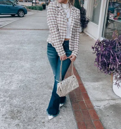 Shopirisbasic Chic Feeling Tweed Blazer In Multi In Brown